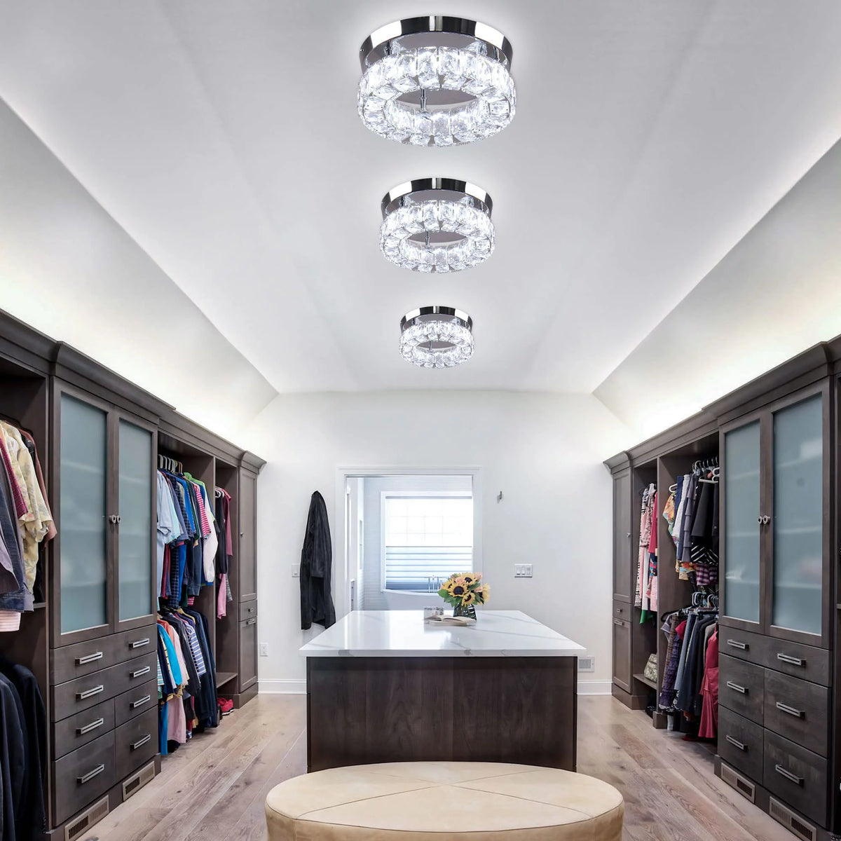 9.8" Crystal Flush Mount Ceiling Light Fixture 15 W 6000K H5982