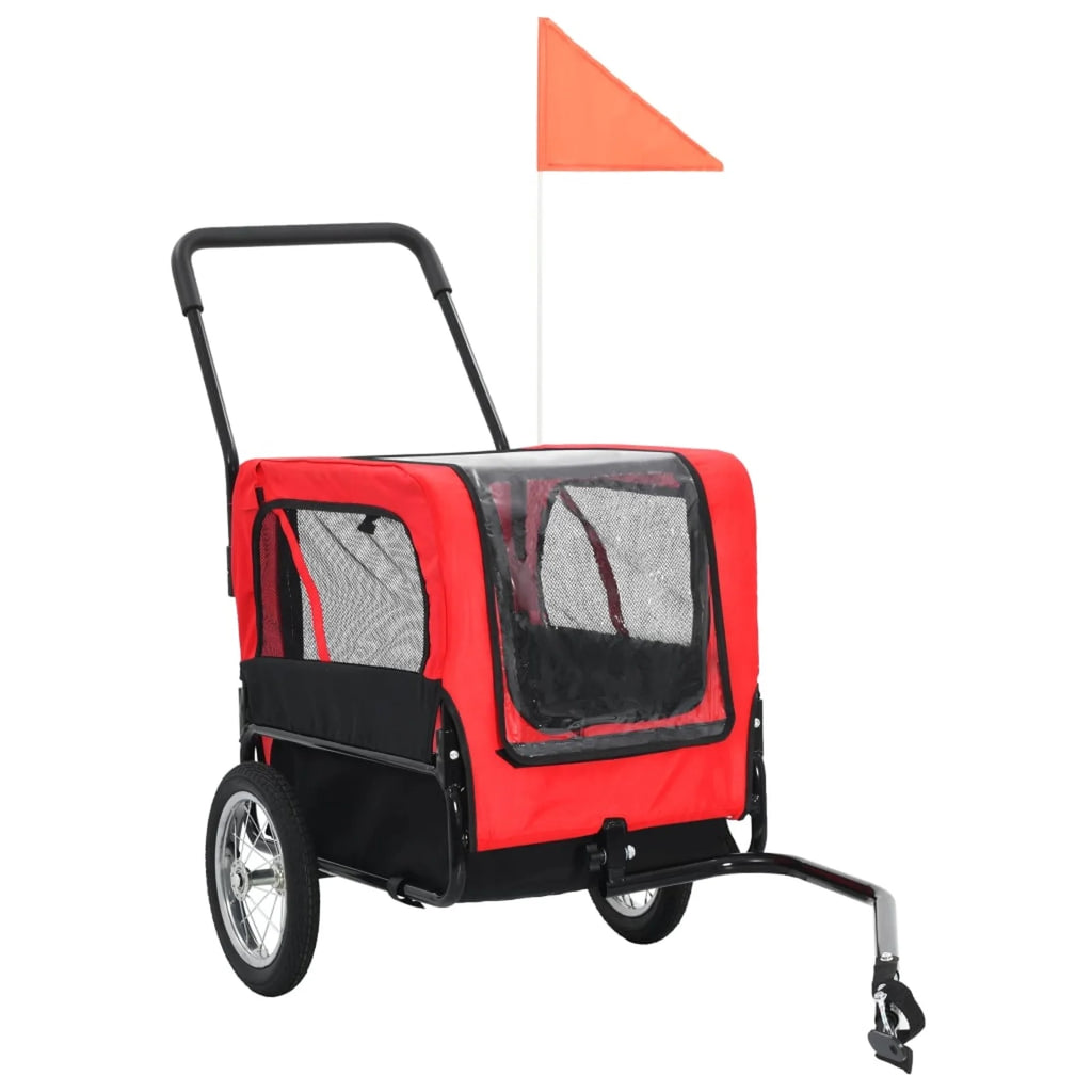 Red and Black Pet Bike Trailer and Jogging Stroller A5942
