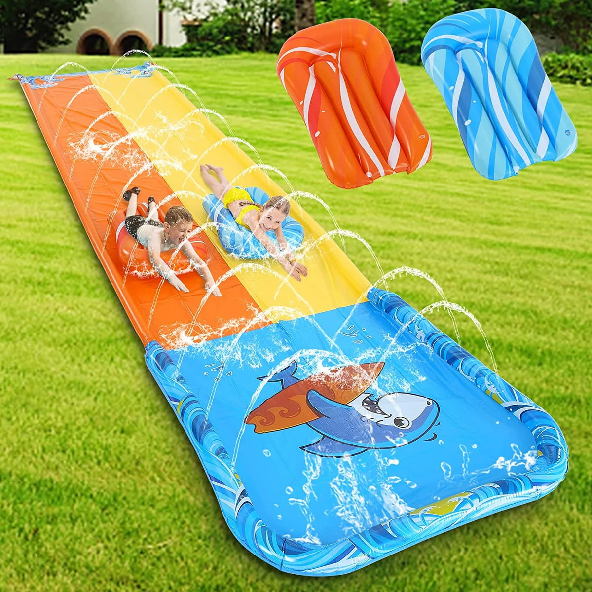 20ft Inflatable Water Slide with 2 Bodyboards Lanes K9108