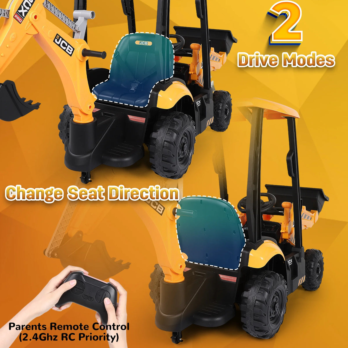 2 in 1 Kids Ride on Car Excavator & Bulldozer I734