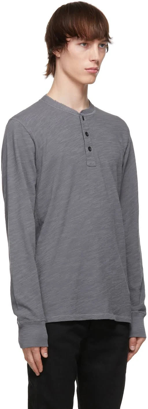 Grey Cotton Henley Y517