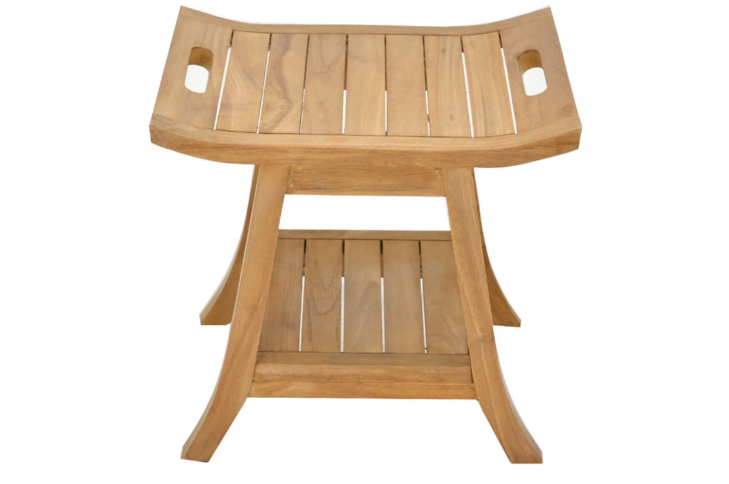 Teak Wood Shower Seat 18" Outdoor Patio Stool Bench S343917