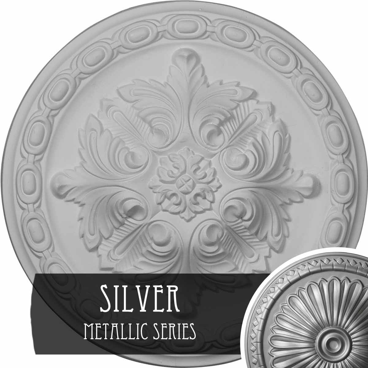 Acanthus Ceiling Medallion, Hand-Painted Silver I344393