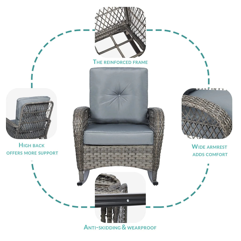 Outdoor Wicker Rocking Chair with Cushions U6658
