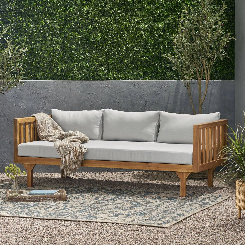 3-Seater Acacia Wood Outdoor Daybed X588