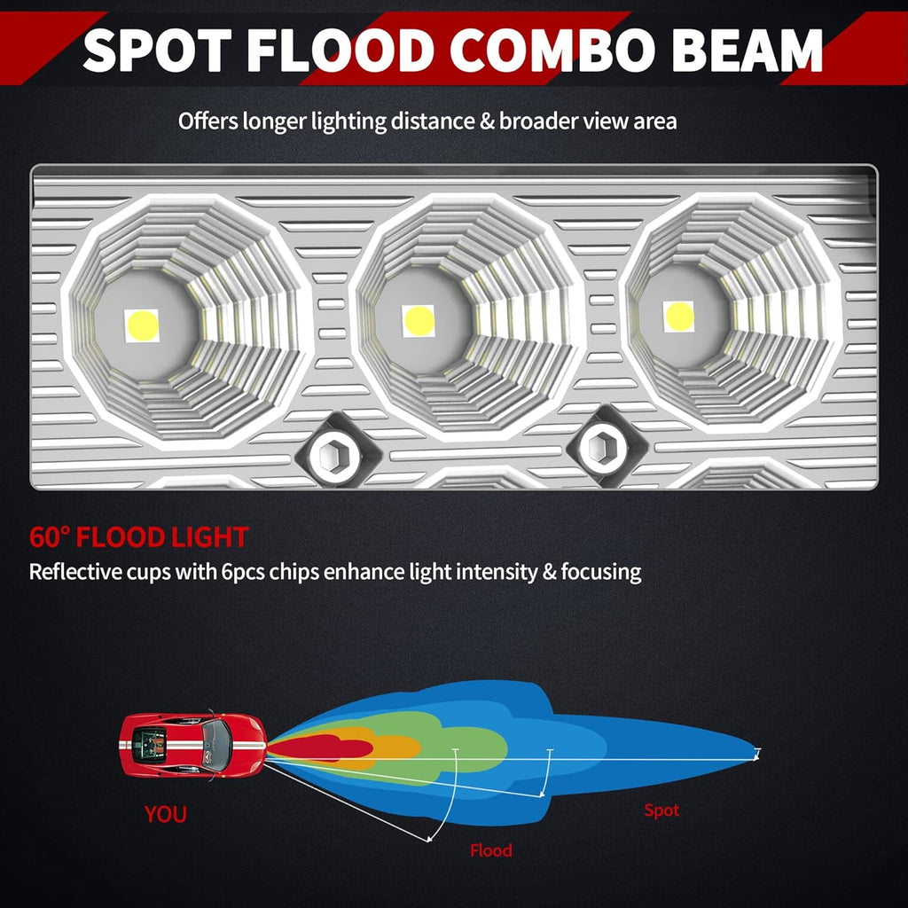 10Pcs 4Inch 18W LED Flood Work Light Waterproof 12V Pack of 2 G692593