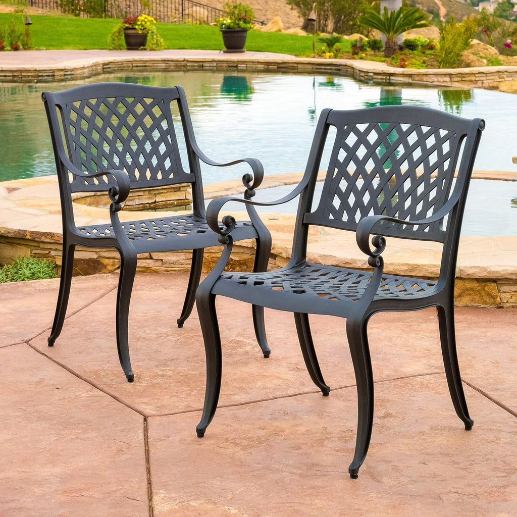 Black Sand Cast Aluminum Chairs 2-Pcs Set K235951