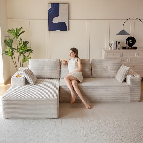 110" Modular Sectional Couch with L-Shape Chaise Black N15480
