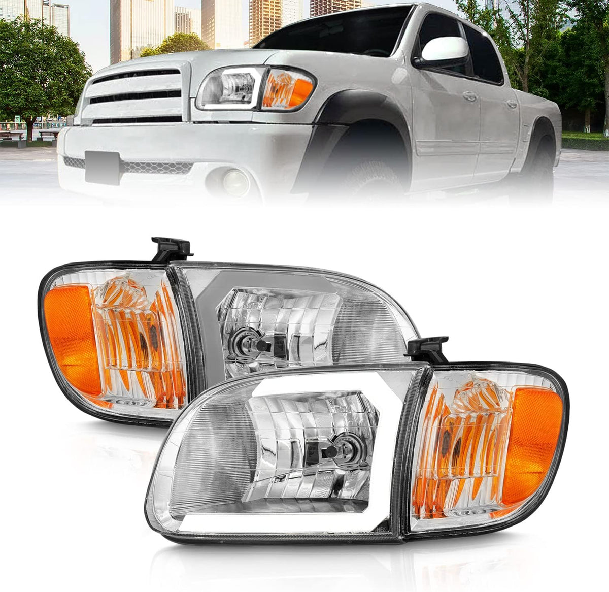 C-Type LED Tube Chrome Headlight Corner Lamp Set G366