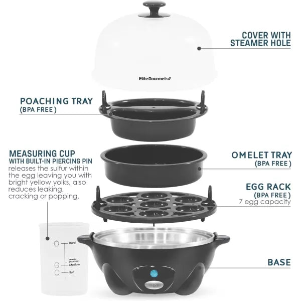 7 Egg Capacity Electric Egg Cooker with Auto Shut-Off S8710