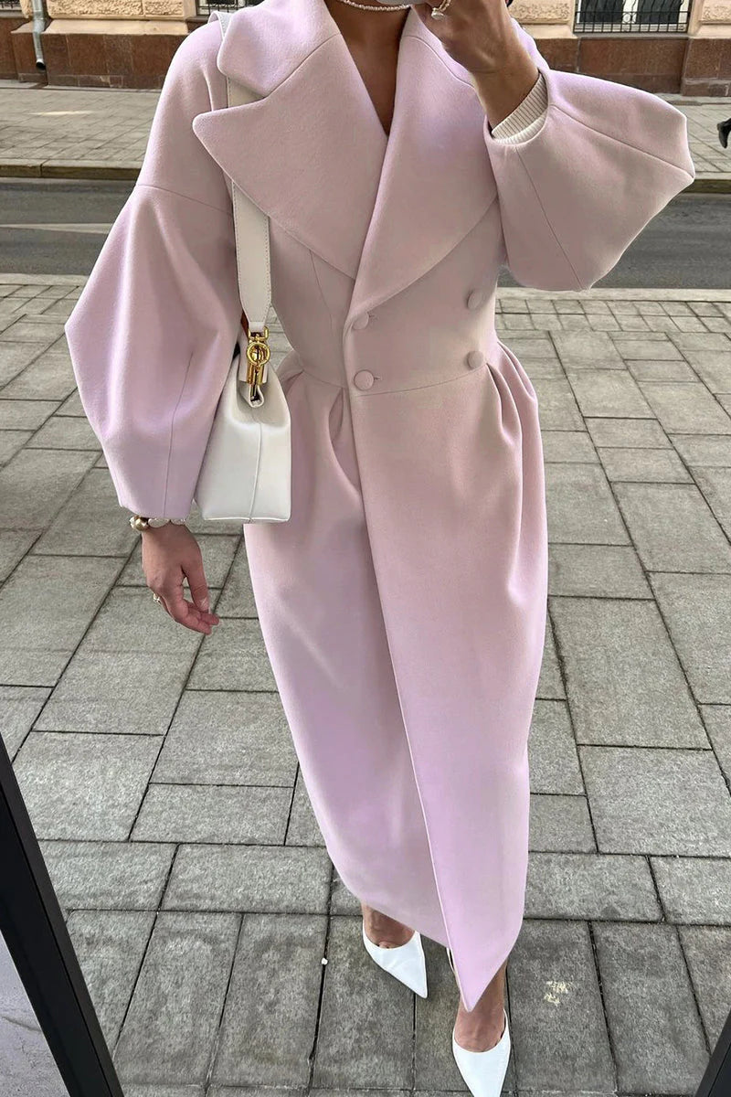 Solid Turndown Collar Outerwear S726