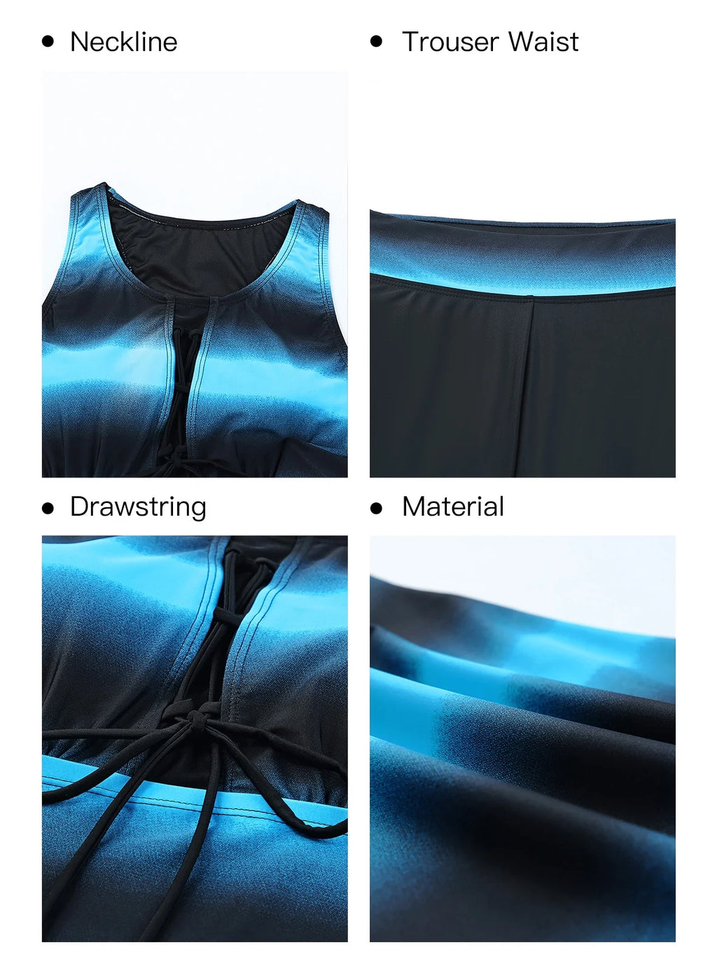 Two Piece Tankini Bathing Suits with Short Capri H62343