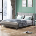 King Size Linen Upholstery Platform Bed Frame with Headboard N1784
