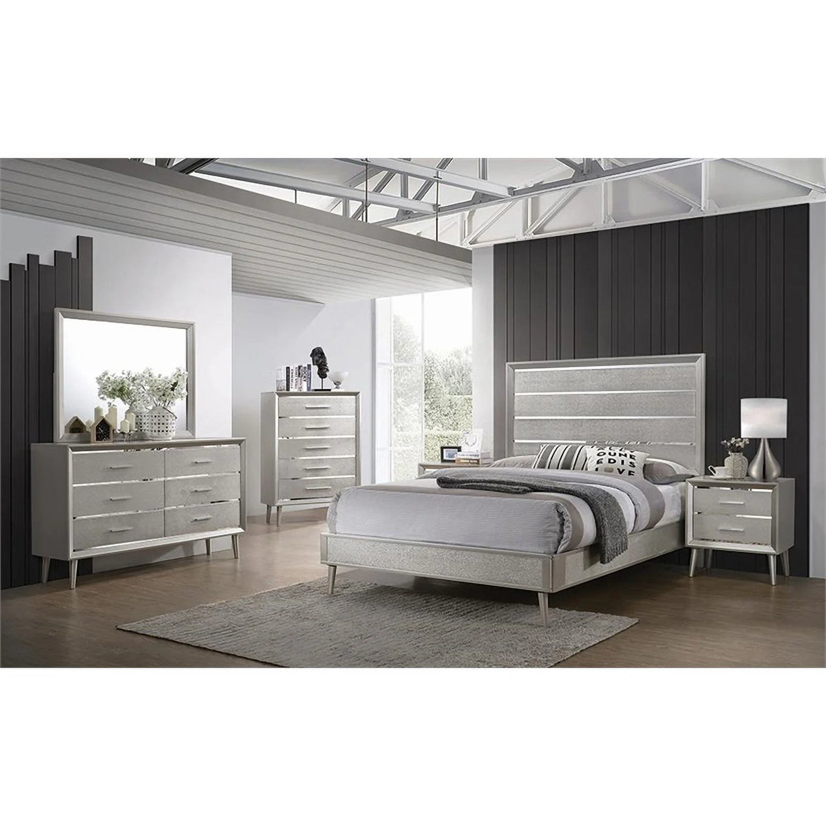 5 Piece Wood Queen Panel Bedroom Set J687658