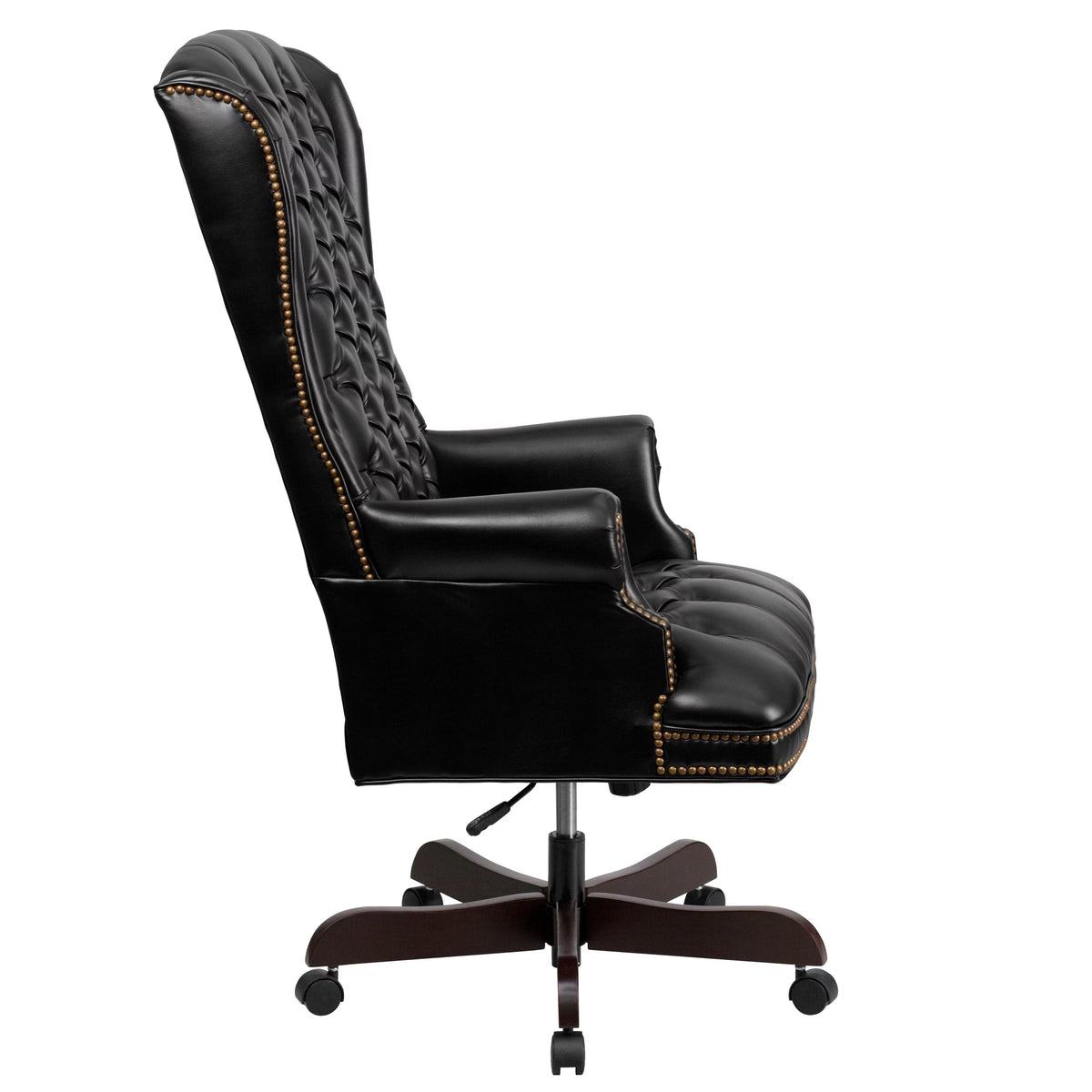 Black Tufted LeatherSoft Ergonomic Office Chair with Arms H646563