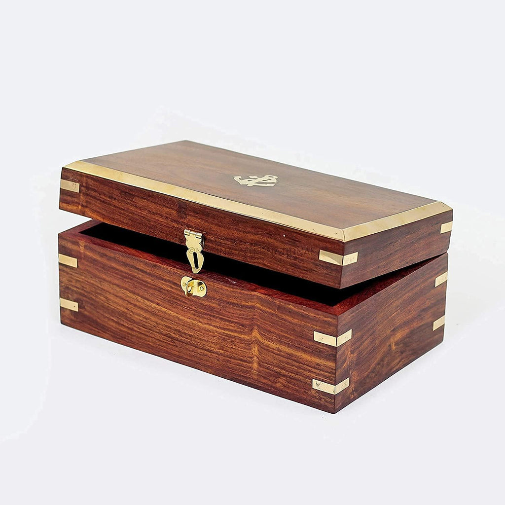 Antique Nautical Wooden Anchor Jewelry Box, Pack of 2 O803281