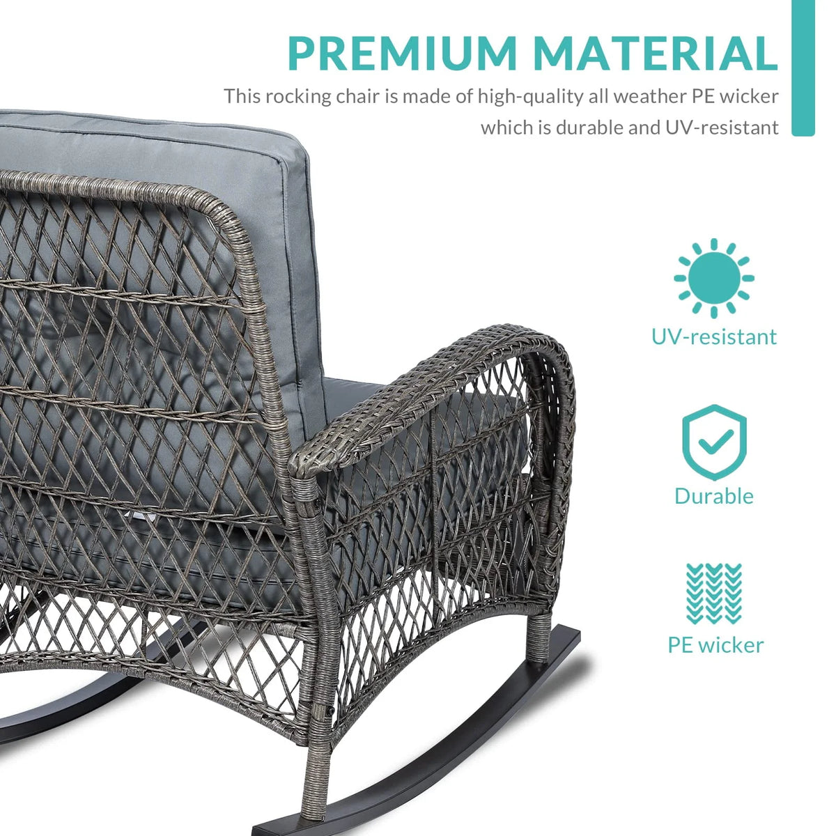 Outdoor Wicker Rocking Chair with Cushions U6658