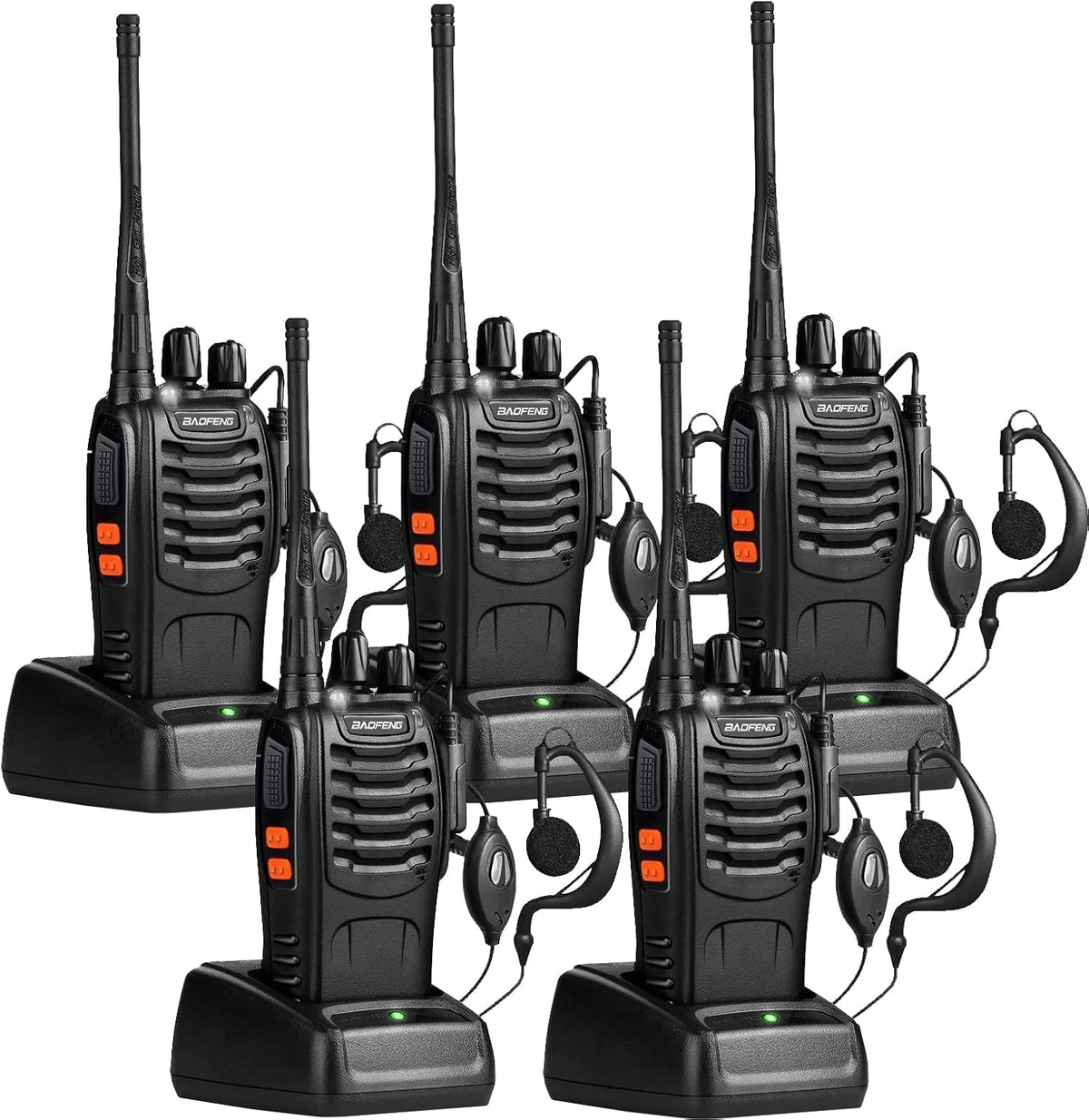 UHF Handheld Rechargeable Walkie Talkies Pack of 2 with Earpiece M896672