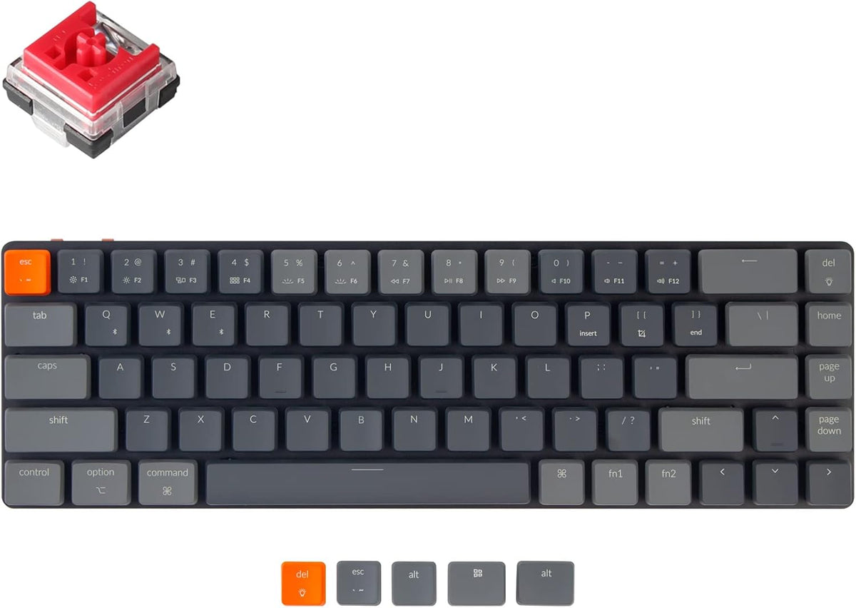 65% Layout Hot-swappable Ultra-Slim Wireless Bluetooth/Wired USB Mechanical Keyboard with Low-Profile Optical Blue Switch/RGB Backlit/68 Keys J2051