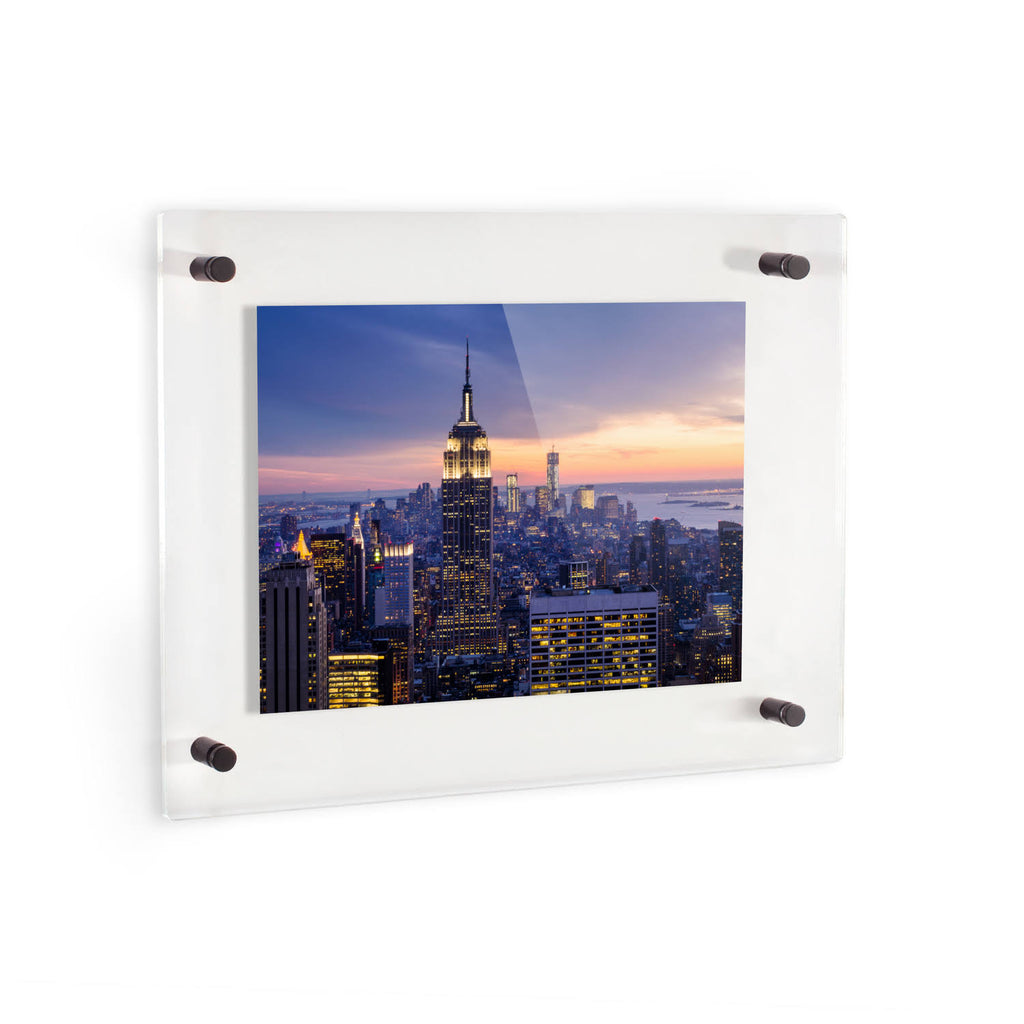 Acrylic Floating Frame for Pictures Up to 22x27 Inches with Black Acrylic Standoff Y184