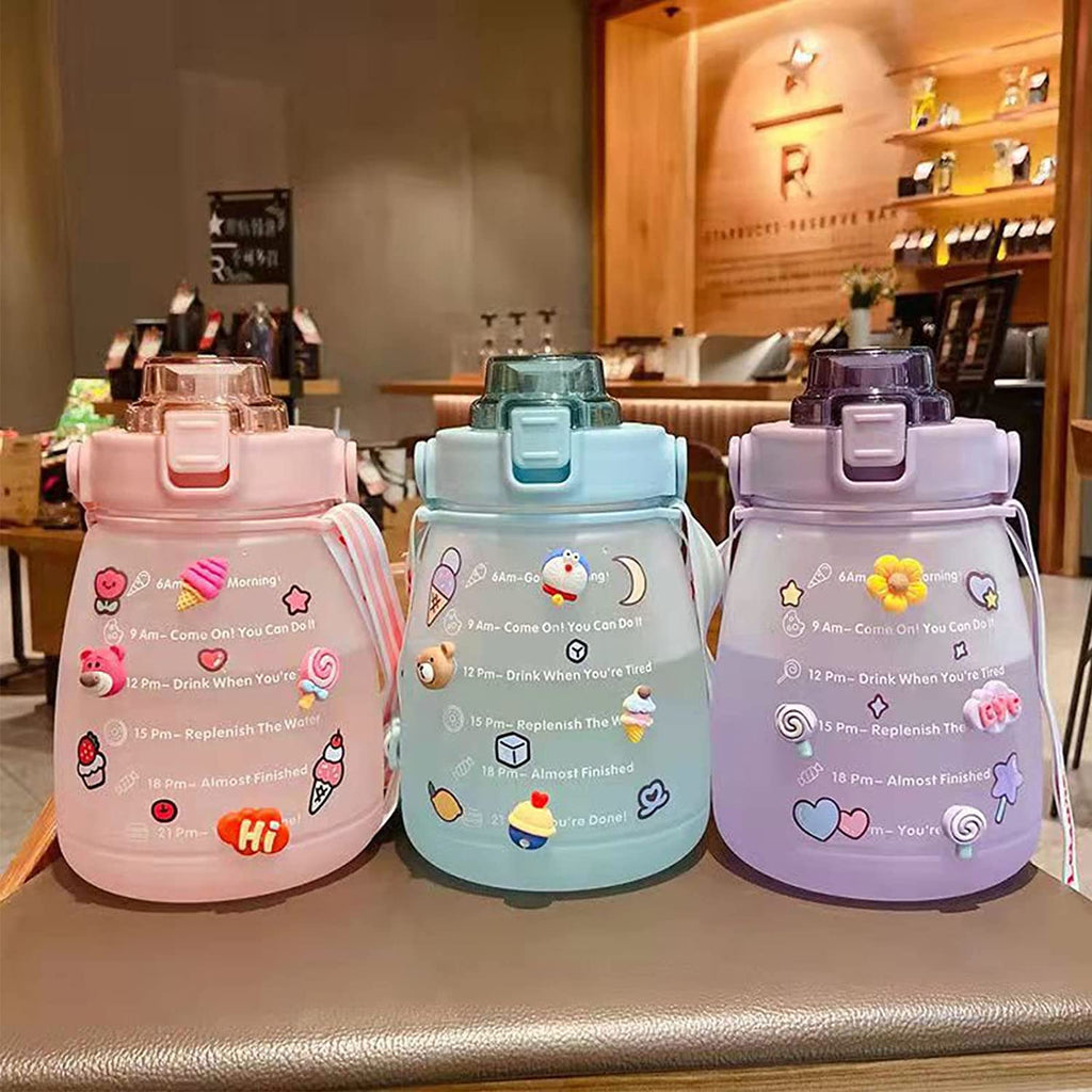 Purple Big Belly Water Bottle with Straw Z63047