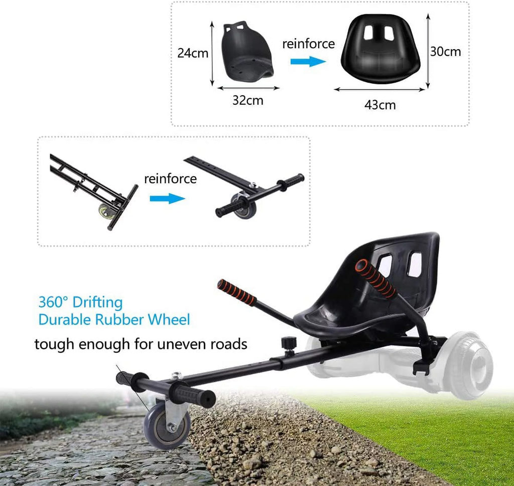Hoverboard Seat Attachment Go-Kart for 6.5”/8”/10” Hoverboards C163