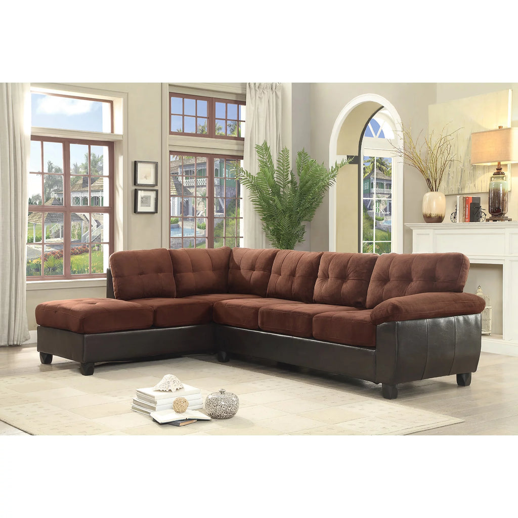 Chocolate and Black 2-PC Sectional Sofa U6557