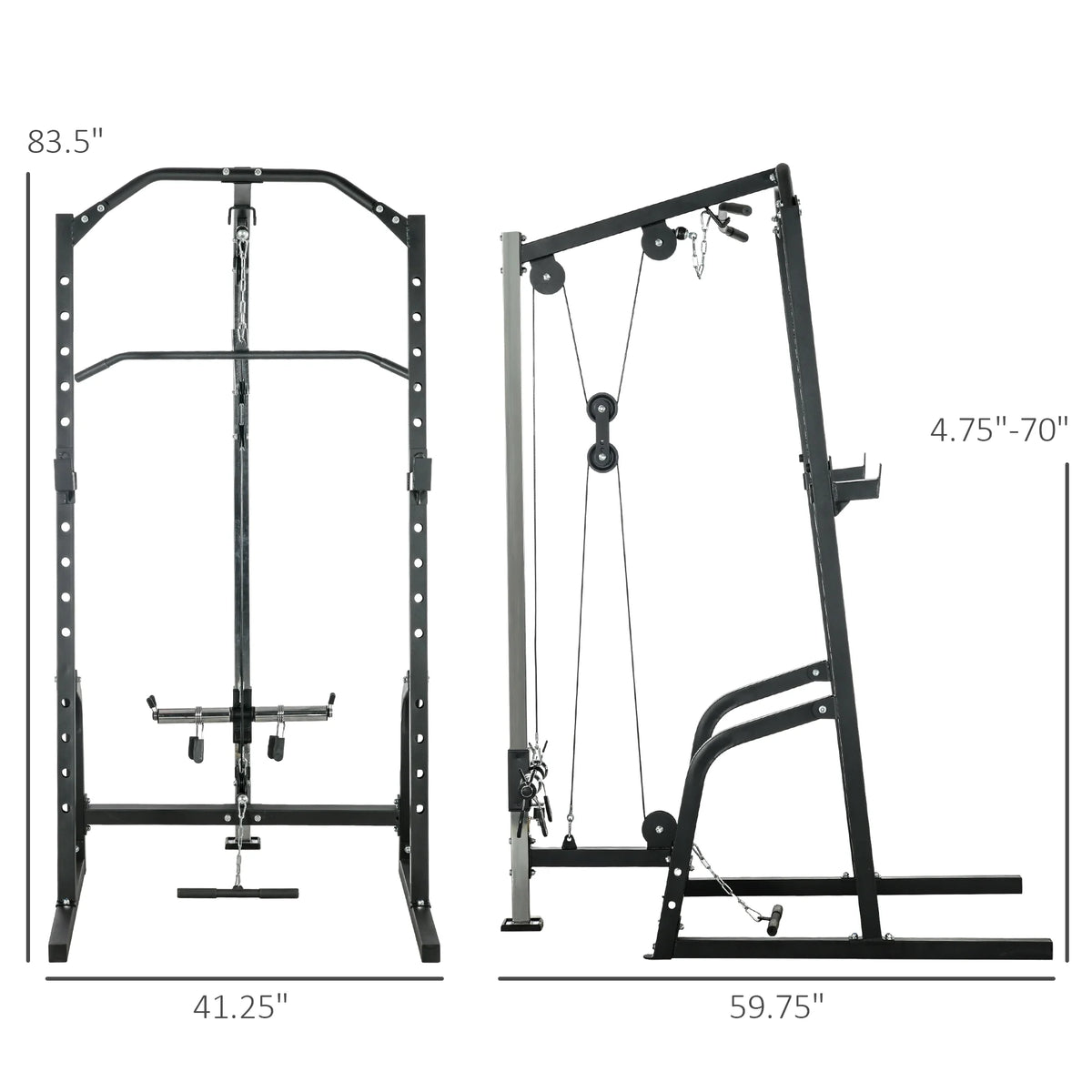 Power Cage with Pulley System Squat Rack Pull up Stand X36413