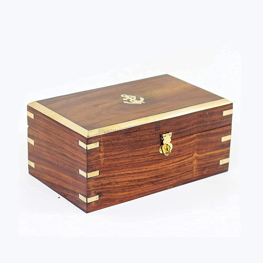 Antique Nautical Wooden Anchor Jewelry Box, Pack of 2 O803281