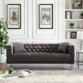 Grey Velvet Sofa with 2 Pillows I38849