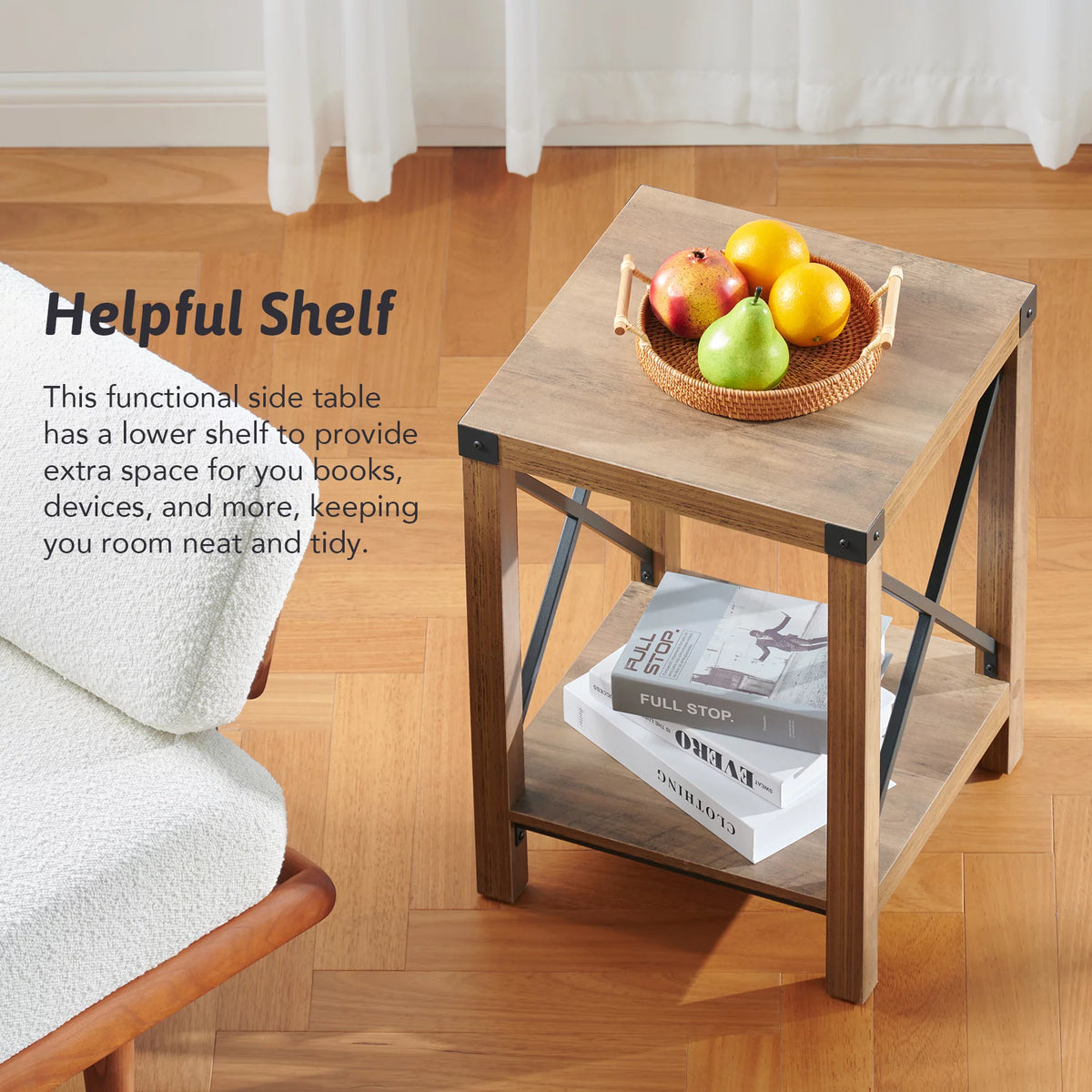 16x16 Teak Side Table with Shelf S9544