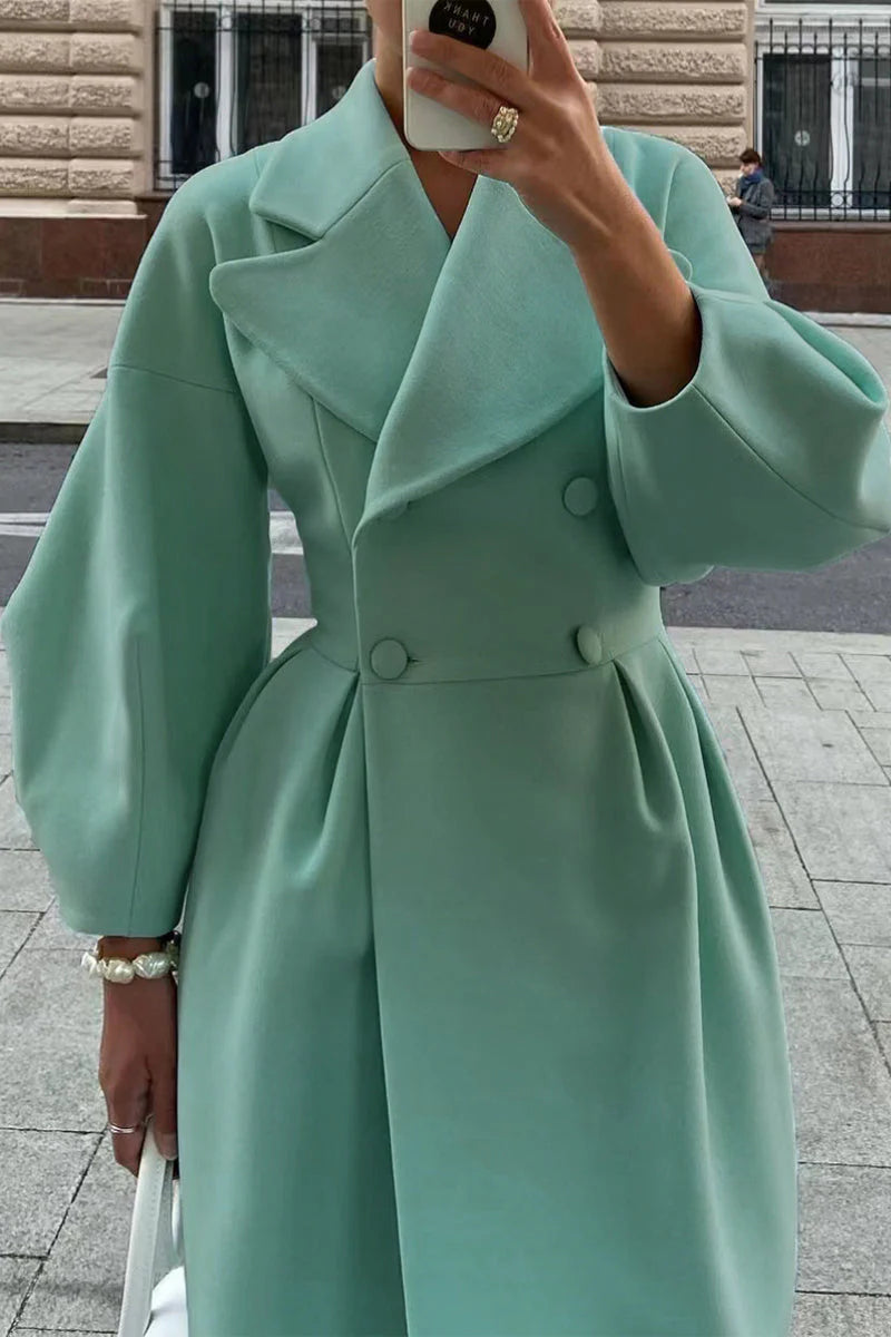 Solid Turndown Collar Outerwear S726