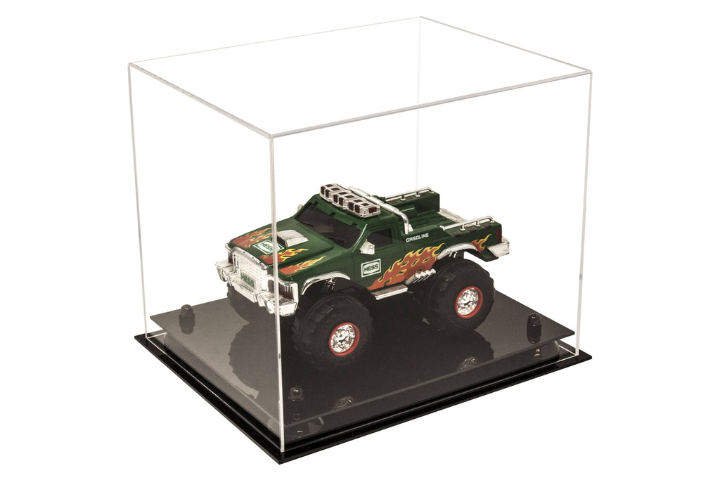 Clear Acrylic Display Case - Medium Rectangle Box with Gold Risers 12.25 inch x 10 inch x 10.5 inch O9123