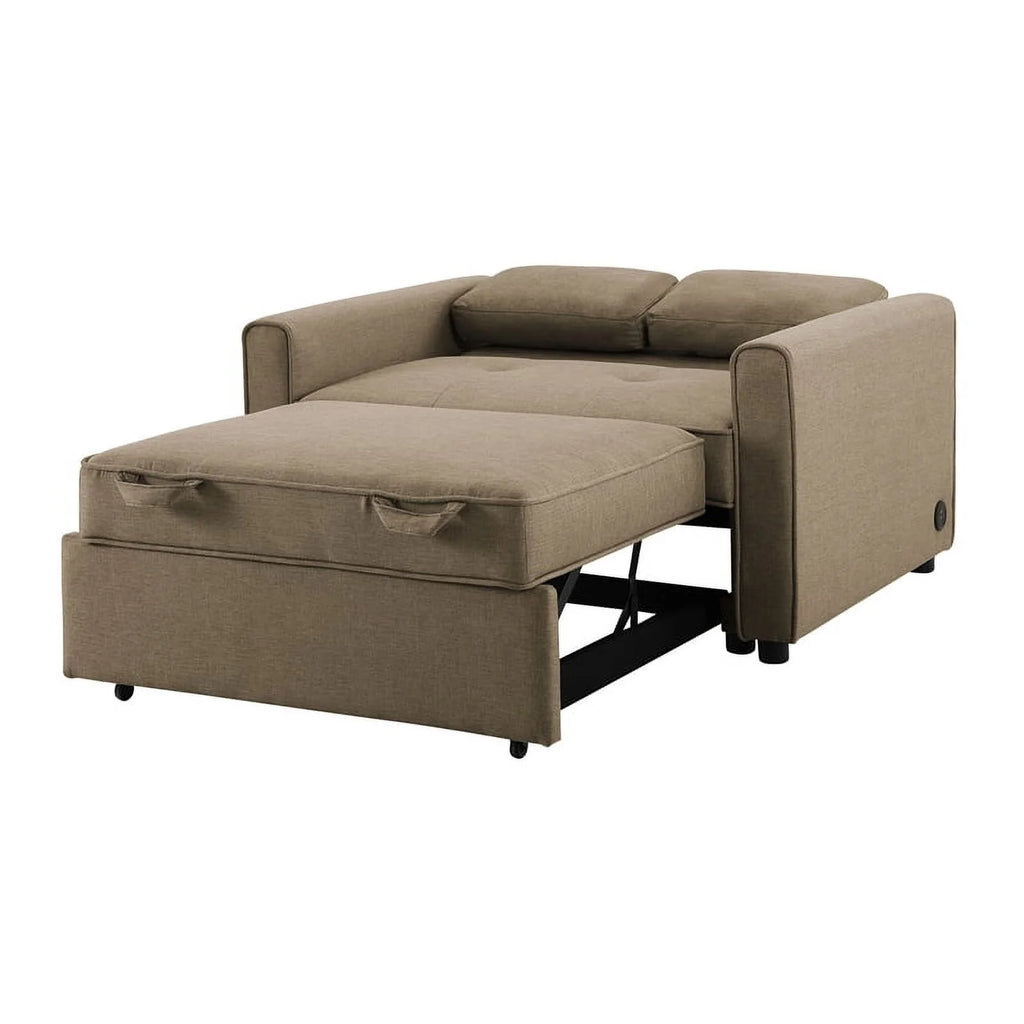 Twin Convertible Sleeper Tan Brown Fabric Z18315