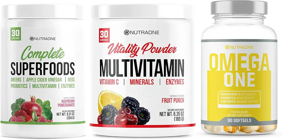Superfoods Greens & Reds Blend Vitamin Powder and Mineral Supplement Omega-3 Fish Oil Supplement S39760