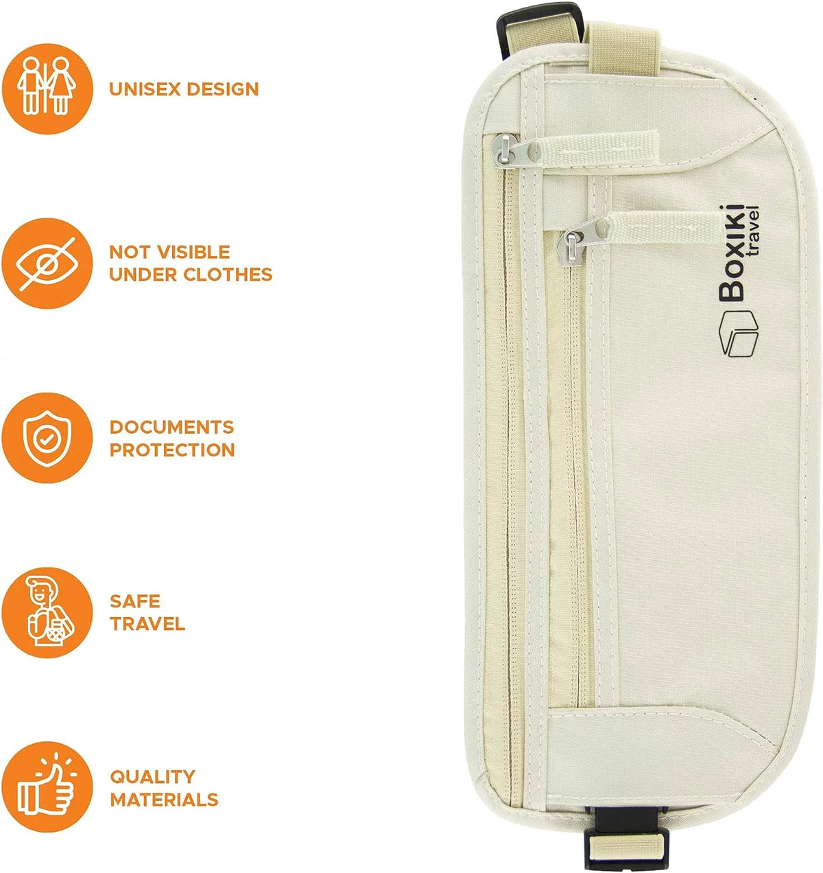 RFID Blocking Beige Money Belt Waist Pack B31373