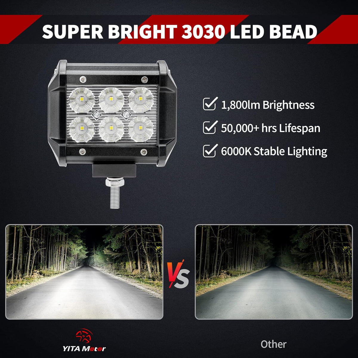 10Pcs 4Inch 18W LED Flood Work Light Waterproof 12V Pack of 2 G692593