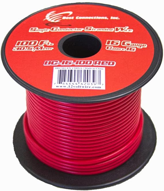 16 Gauge Red & Black Stranded Copper Clad Wire 100 Ft Each, Pack of 2 O294