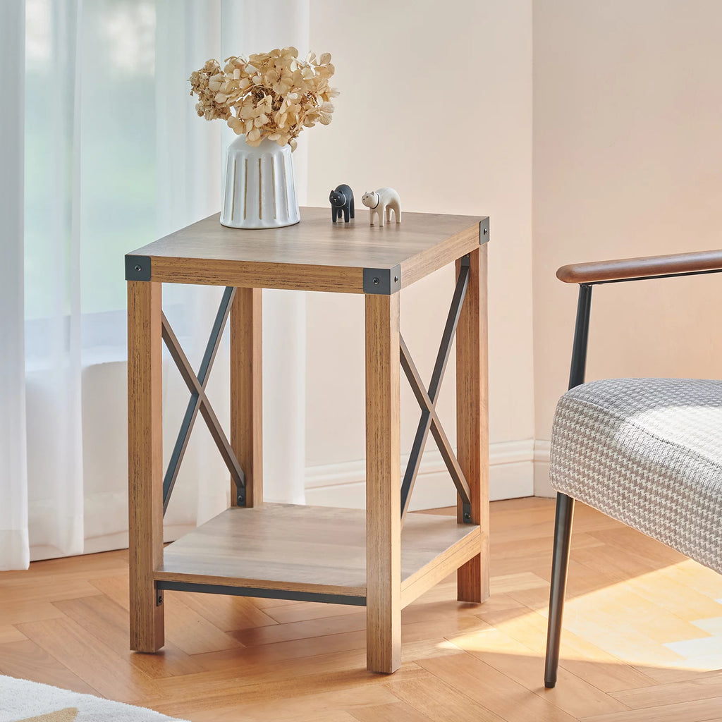 16x16 Teak Side Table with Shelf S9544
