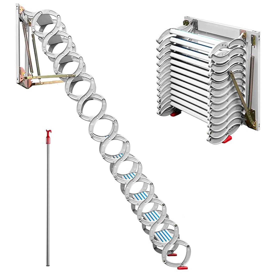 White Al-mg Alloy Wall Mounted Folding Attic Ladder B8825