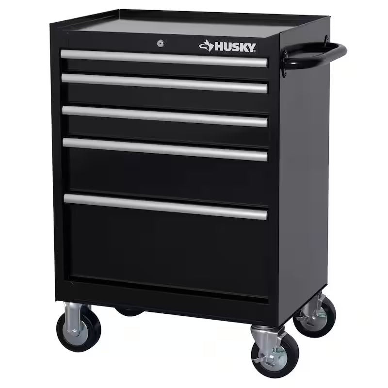 27 in. W 5-Drawer Gloss Black Rolling Tool Cabinet Z4925