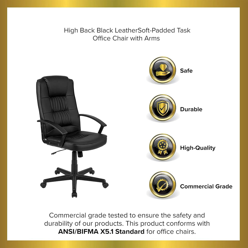 Black Leathersoft Task Chair with Arms Q16940