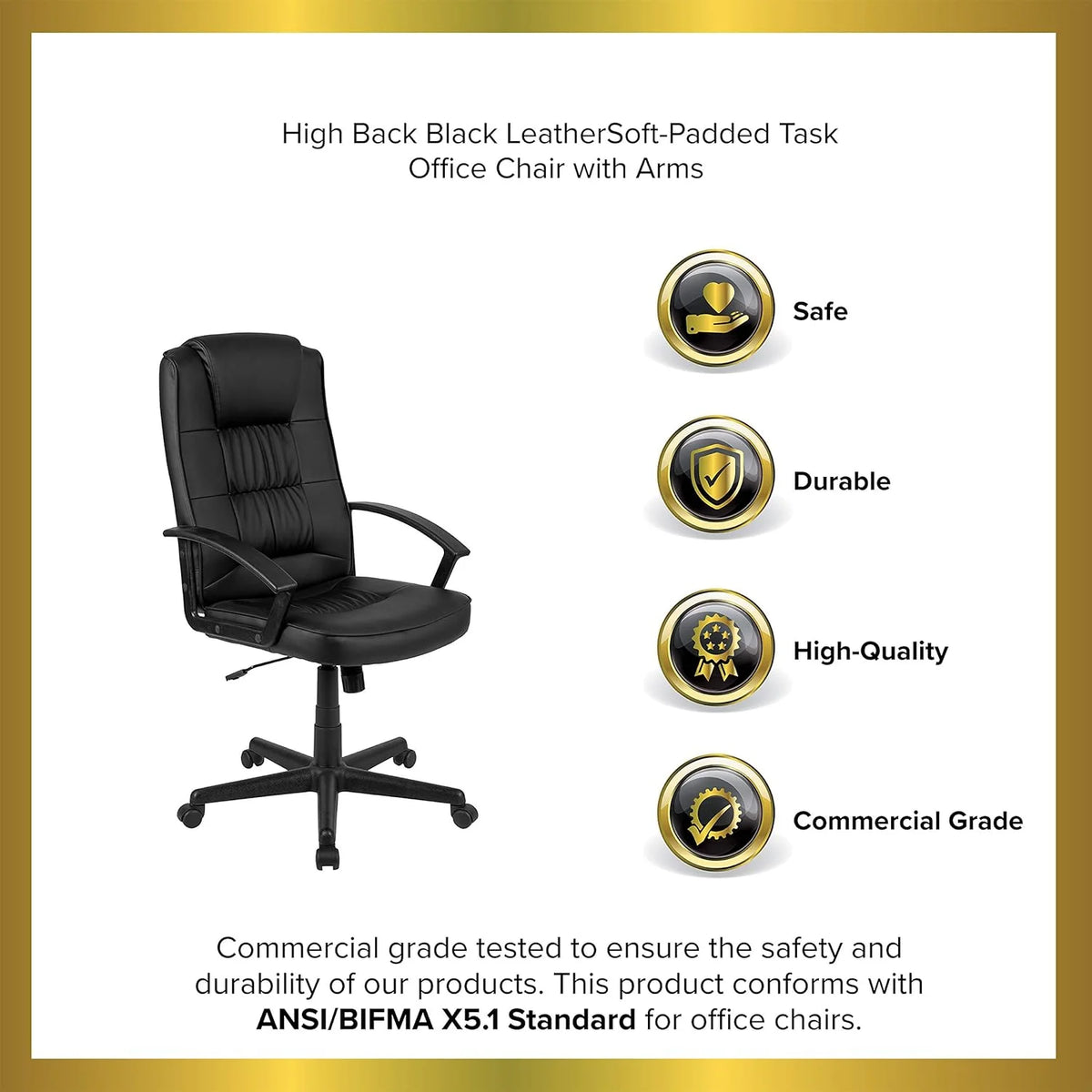 Black Leathersoft Task Chair with Arms Q16940