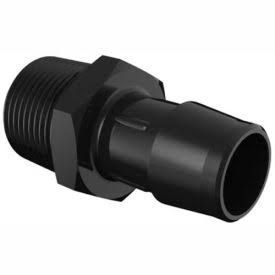 3/4-14 NPT to 3/4 Barbed Adapter, Glass Filled Black Nylon E390