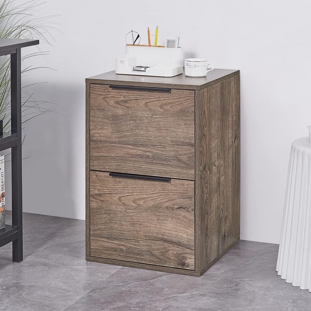 Gray 2 Drawer Wood File Cabinet R173