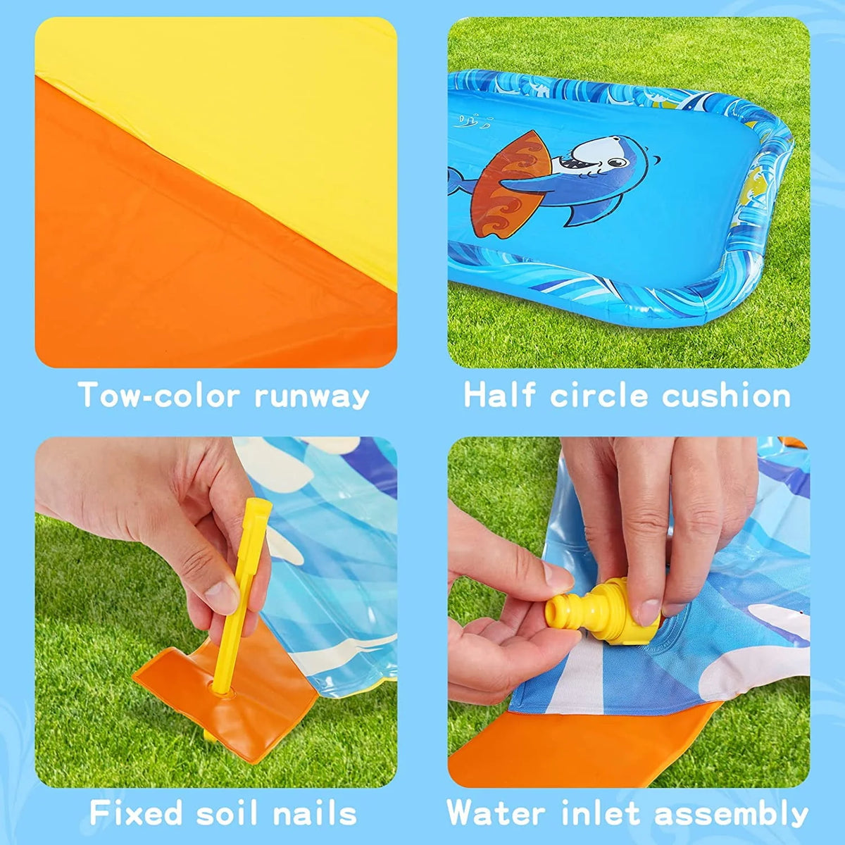 20ft Inflatable Water Slide with 2 Bodyboards Lanes K9108