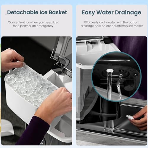 Countertop Ice Maker with Soft Chewable Pellet Ice, 34lbs/24Hrs, Portable Ice Machine with Ice Scoop, Black U9863