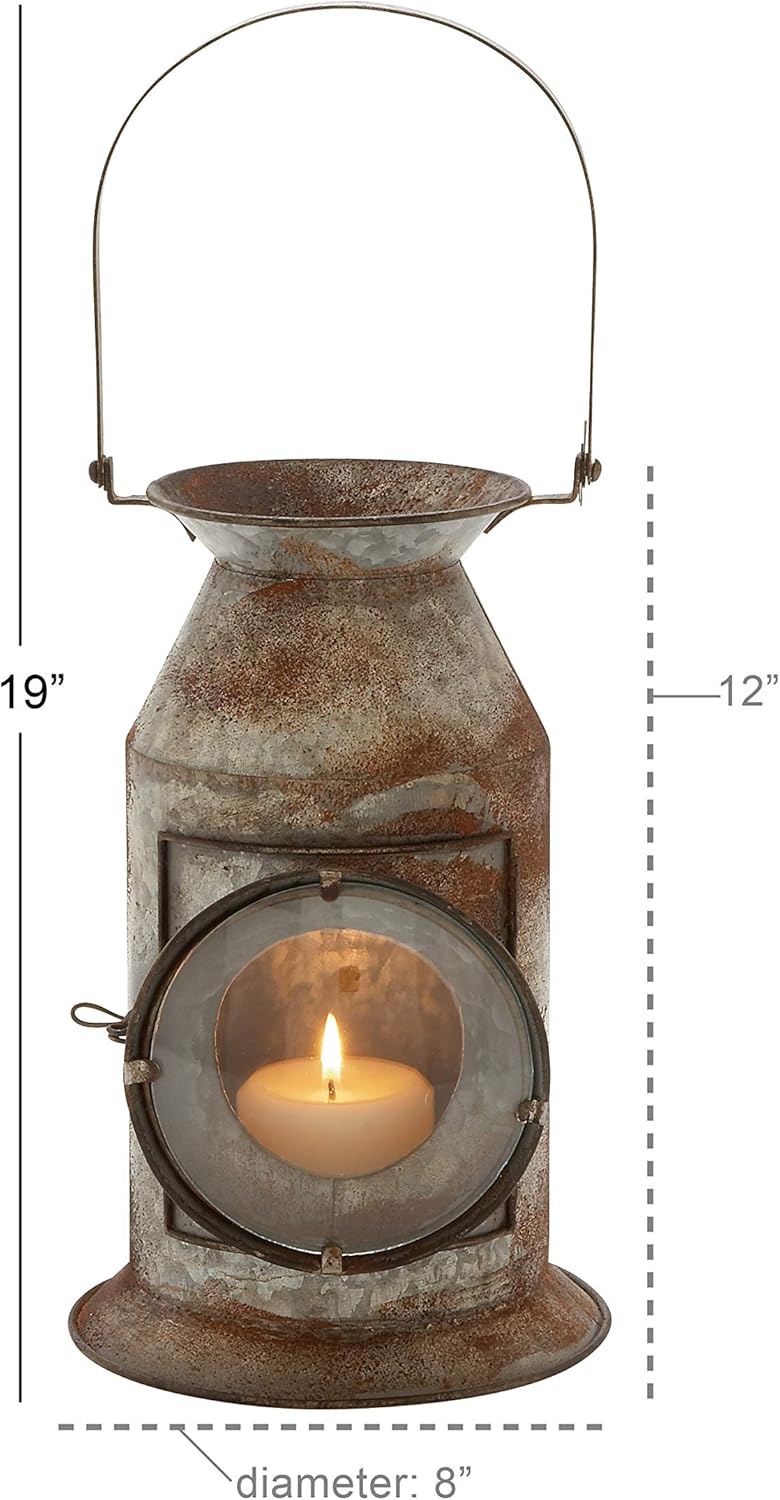 Distressed Metal Glass Candle Lantern, Pack of 2 Y556593