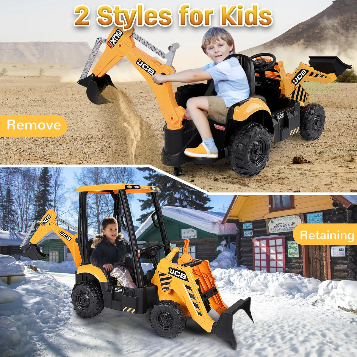 2 in 1 Kids Ride on Car Excavator & Bulldozer I734