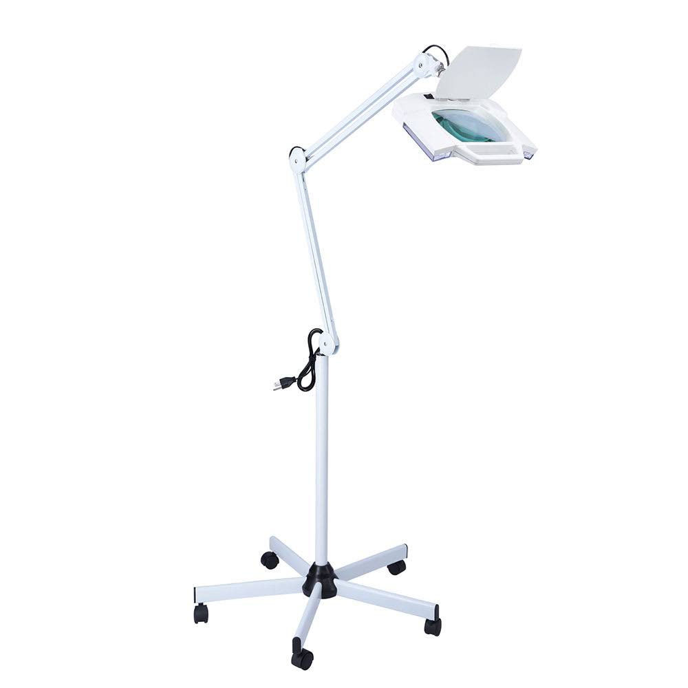 5X Magnification Rolling Floor Stand Magnifying Magnifier LED Lamp Square Salon Equipment V519